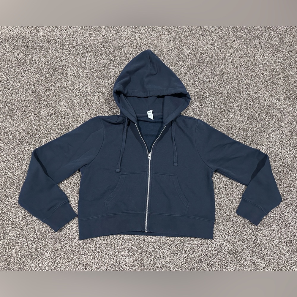 District Navy Full Zip Crop Hoodie Women’s Medium